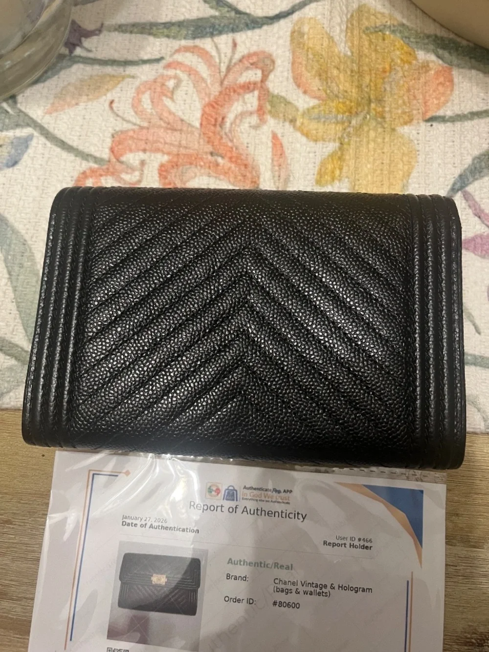 Chanel Boy Line Black Caviar Wallet